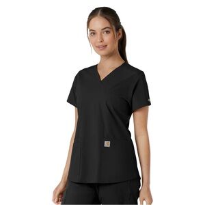 Carhartt Black Short-Sleeve V-Neck Scrub Top